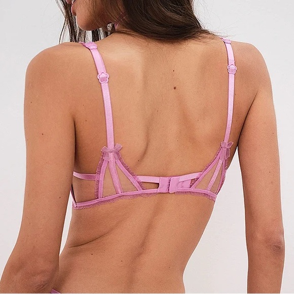 For Love & Lemons Grace Underwire Bra Pink Medium NEW - Picture 2 of 6